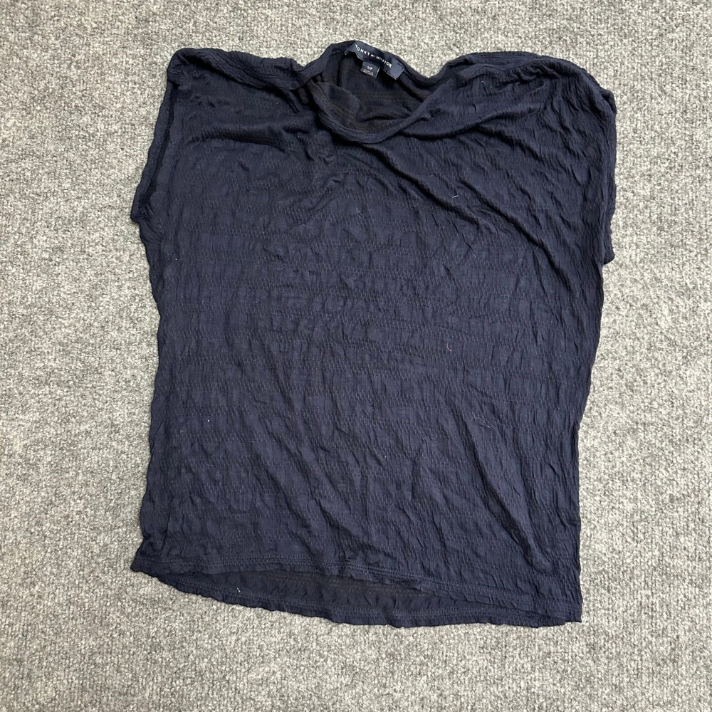 Tommy Hilfiger Top Womens Size S Navy Blue Crinkle Textured Sleeveless Blouse